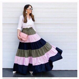 Anthropologie Hutch Penelope Tiered Maxi Skirt Large Boho Prairie Cottagecore